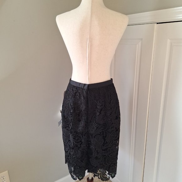 Black Skirt w/ Lace Overlay Adrianna Papell Evening Essentials Lord & Taylor NWT - Picture 9 of 9